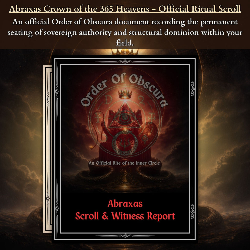 Abraxas ritual certificate for Demon Attunement, Occult Ritual work through The Order of Obscura.