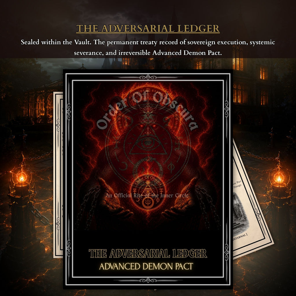 High-voltage demon pact treaty and adversarial ledger archive record document.