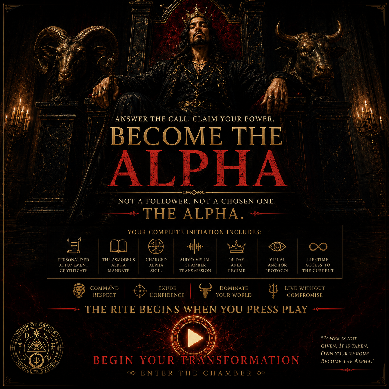 Ars Goetia King Asmodeus Demon Attunement for Alpha Male power, Asmodeus Sigil work, Spirit Merging, confidence spell energy, and occult command.