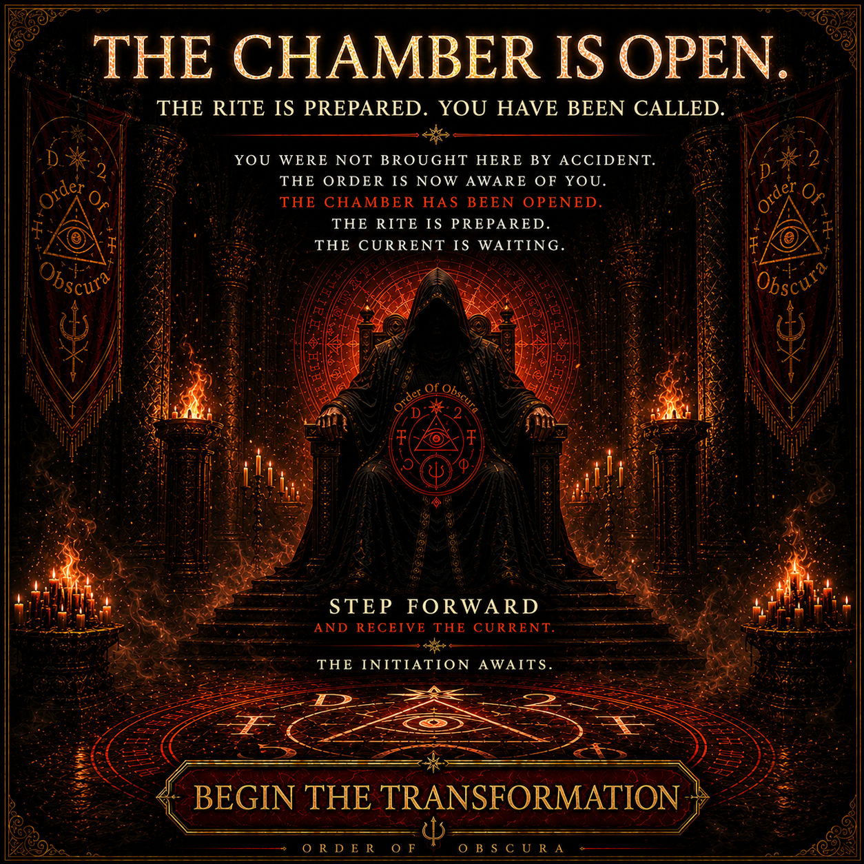 Adversarial Current ritual transmission and elite Left Hand Path attunement for absolute personal authority.
