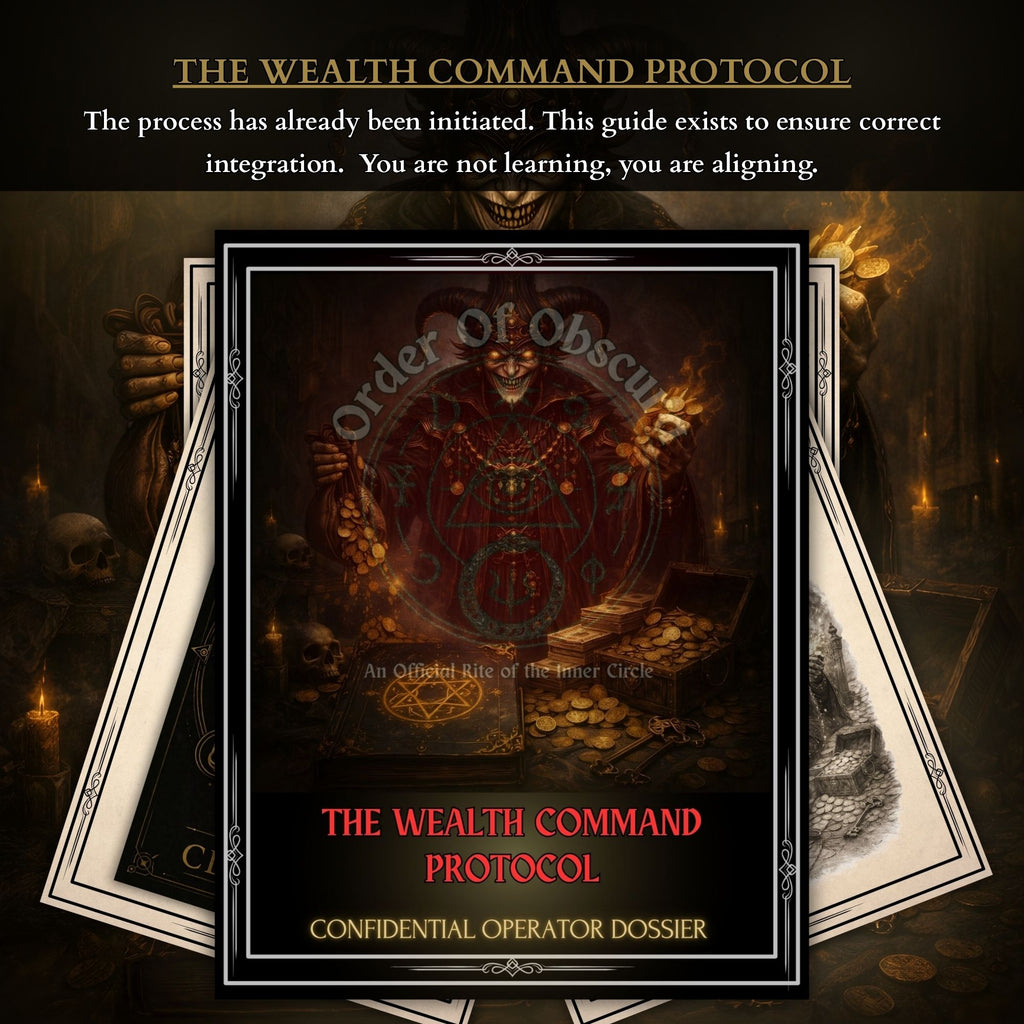 Dark occult ritual image representing a Clauneck demon service for money flow, prosperity, business growth and financial command.