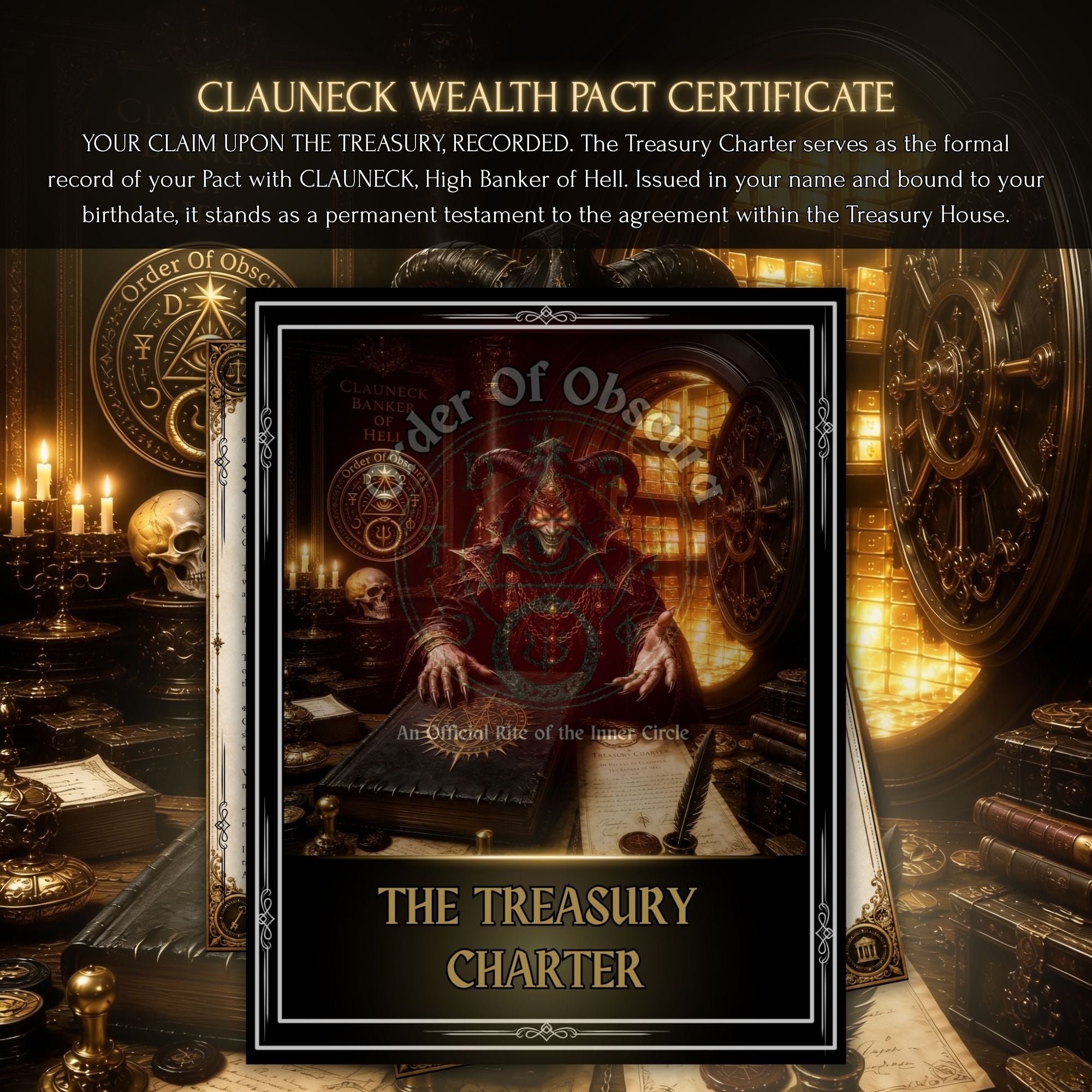 Immersive Clauneck Demon Pact transmission for wealth, money flow, financial dominion and pact-level ritual work.
