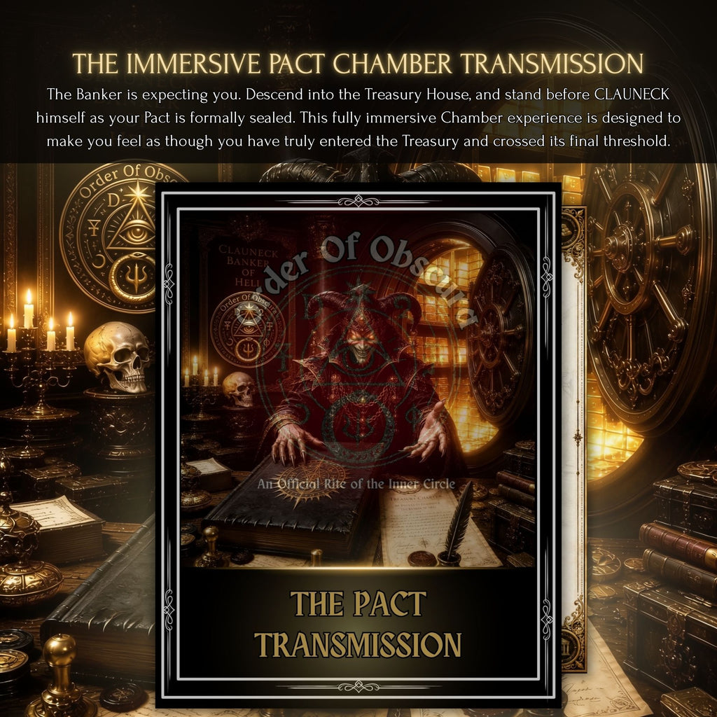 Clauneck pact ritual artwork representing the Treasury Vault, financial power, demon magick and immersive occult service.