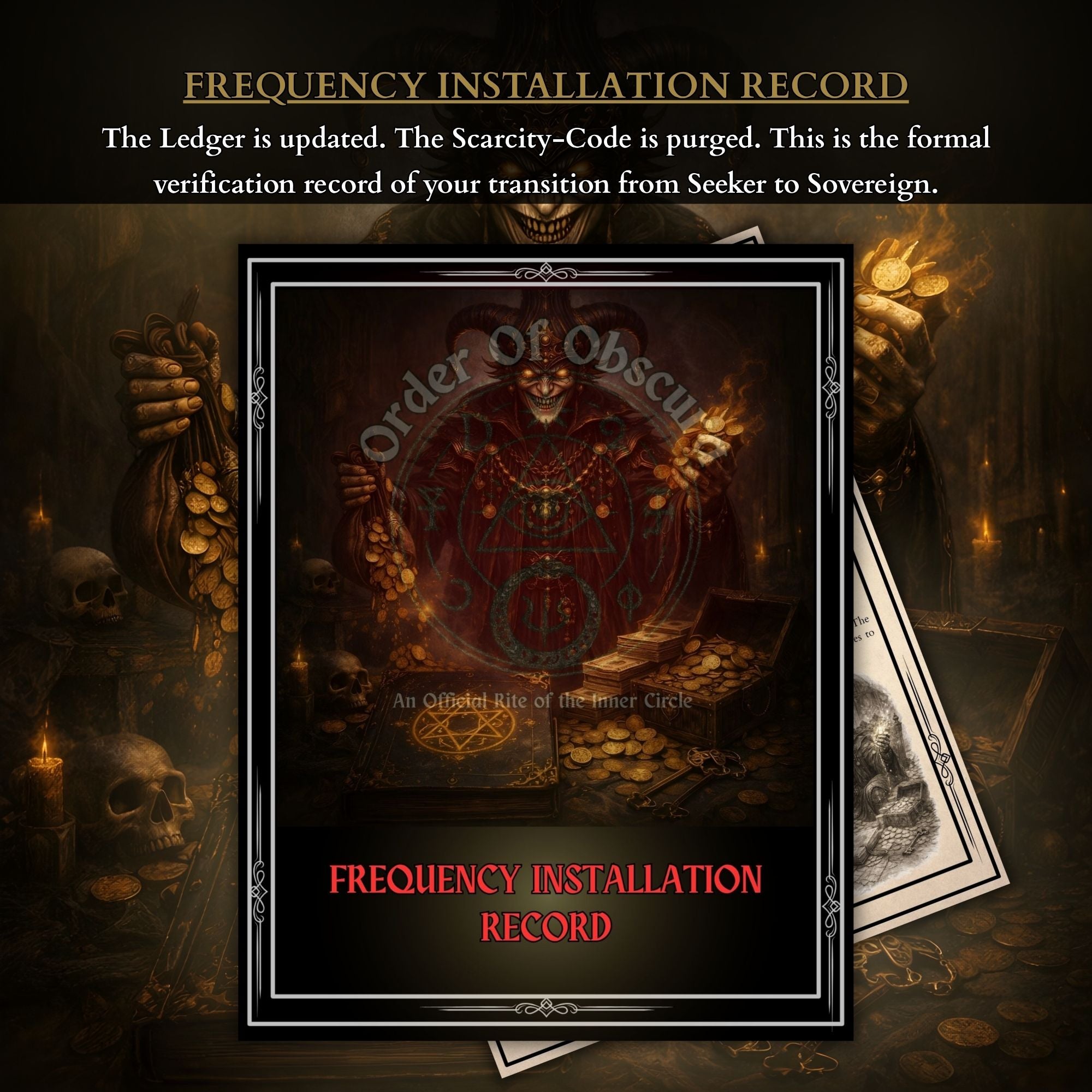 Order of Obscura demon attunement service for wealth attraction, money energy, financial opportunity and Occult ritual current work.