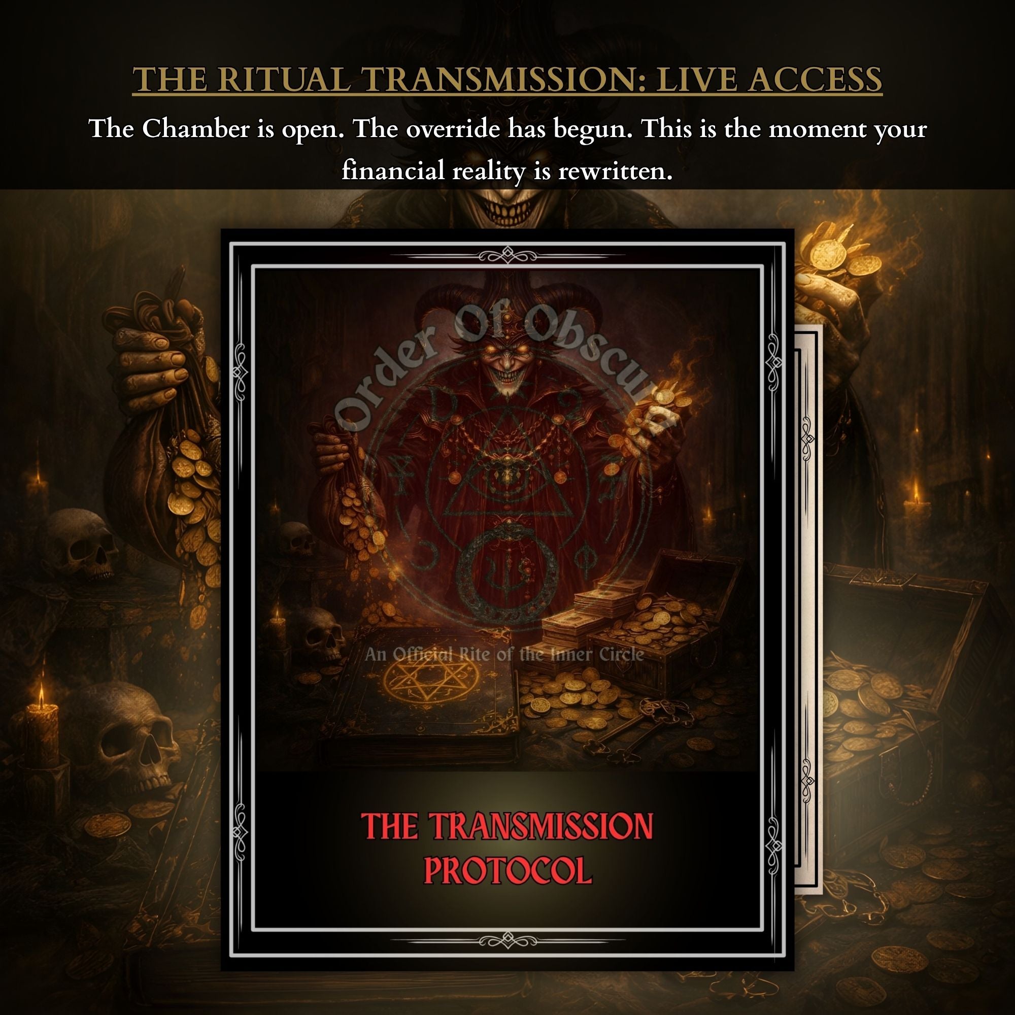 Clauneck money ritual artwork for a personalised demon attunement, immersive chamber transmission and digital occult service.