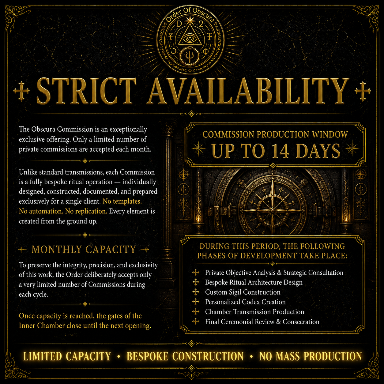 High-level personalized ritual operations and private ceremonial magick commissions conducted directly by Father and Mother Obscura.