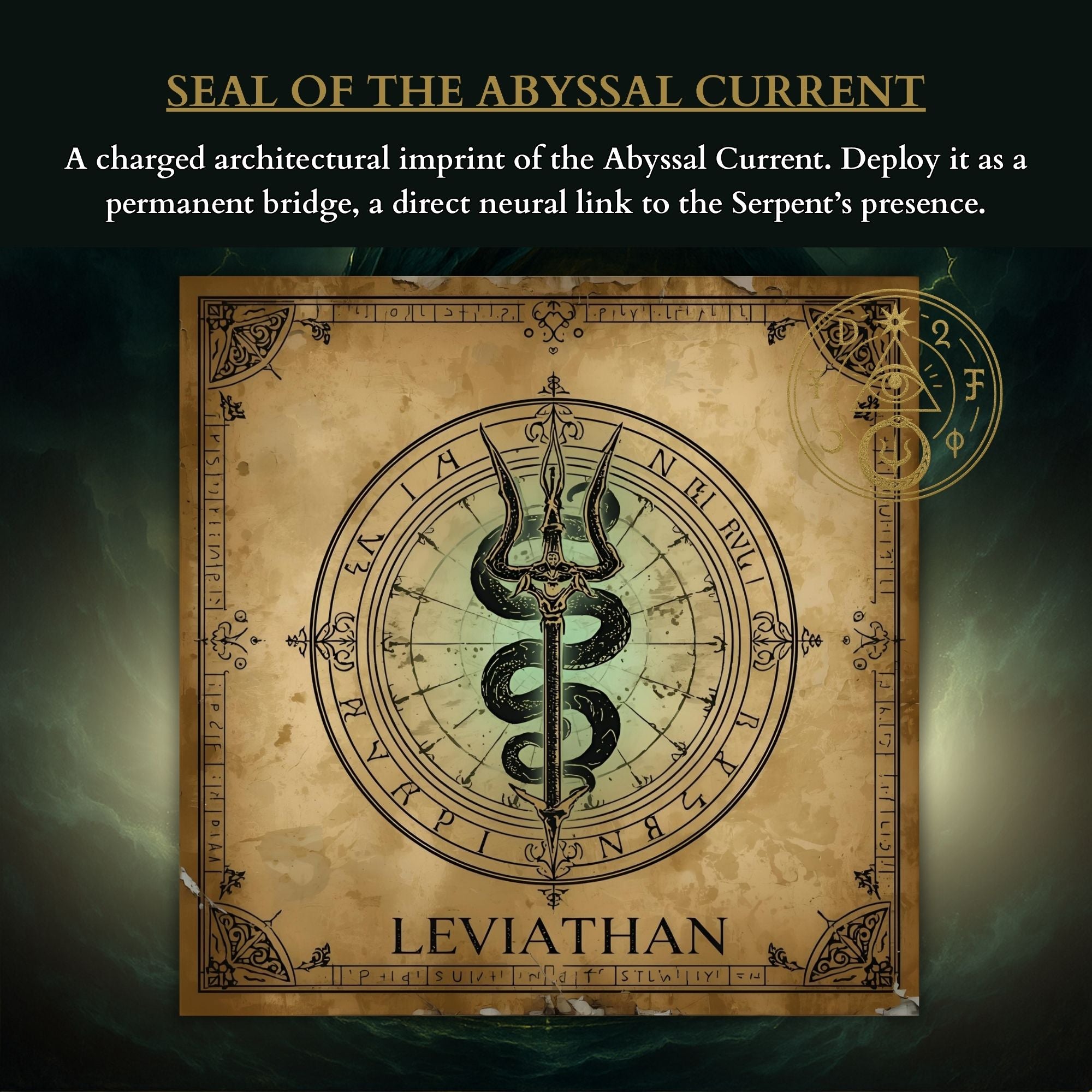 High-resolution Leviathan demon attunement master sigil and occult seal used as an abyssal anchor for ritual focus.