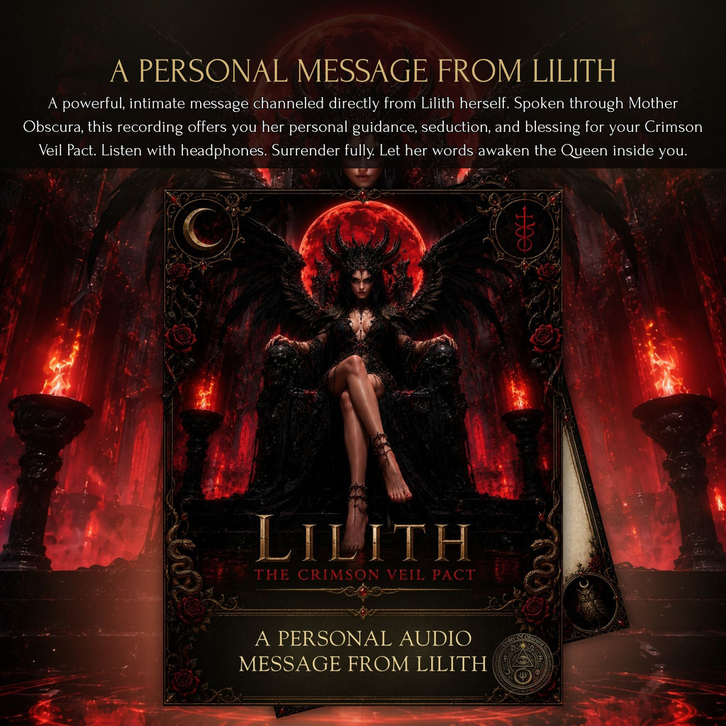 Crimson Veil Pact with Lilith featuring a personalized demon ritual, Lilith sigil, pact transmission, and dark feminine occult integration.