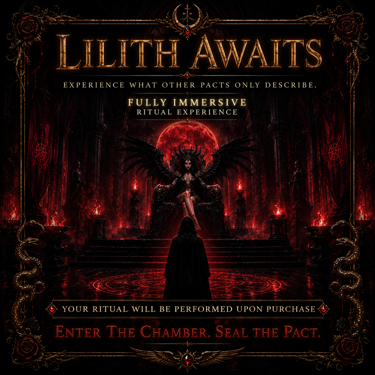 Lilith Spell and Demon Attunement pathwork for dark feminine magnetism, demonology, Left Hand Path ritual work, spirit merging, and sovereign desire.