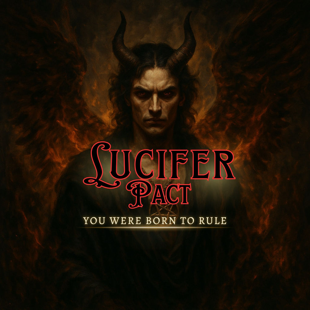 Dark Luciferian ritual artwork for a Lucifer Demon Pact focused on authority, personal power, and Left Hand Path self-rule.