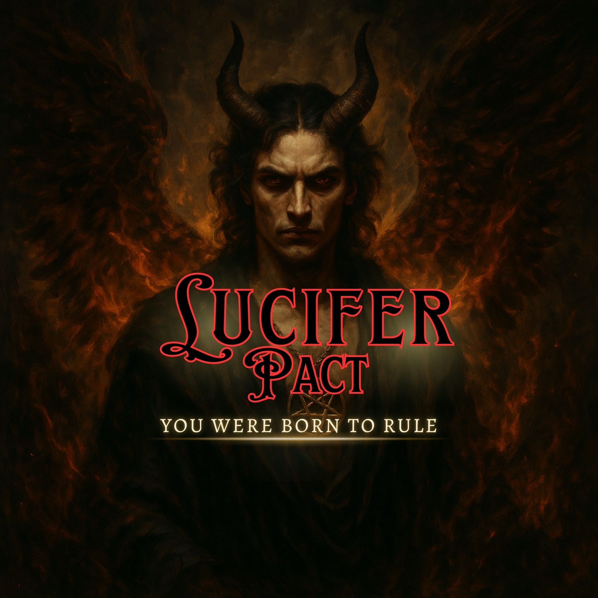 Dark Luciferian ritual artwork for a Lucifer Demon Pact focused on authority, personal power, and Left Hand Path self-rule.
