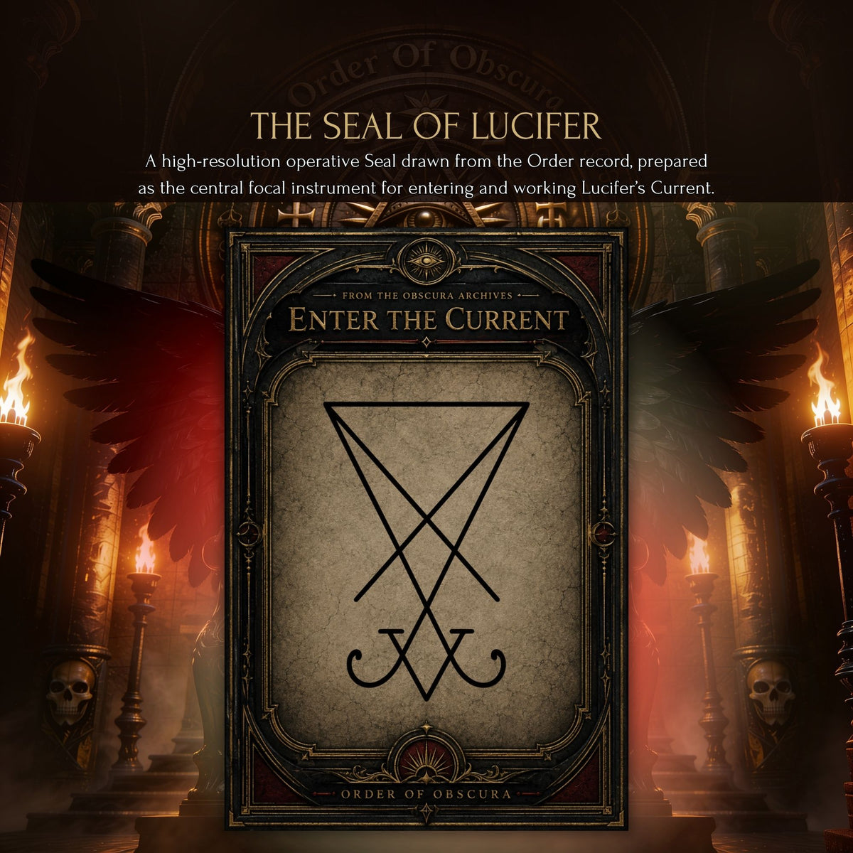 Lucifer grimoire system with ritual guide, sigil, altar seal and demonology ceremonial materials