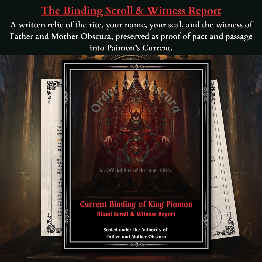 High-intensity demon attunement ritual certificate scroll and ceremonial decree of the West.