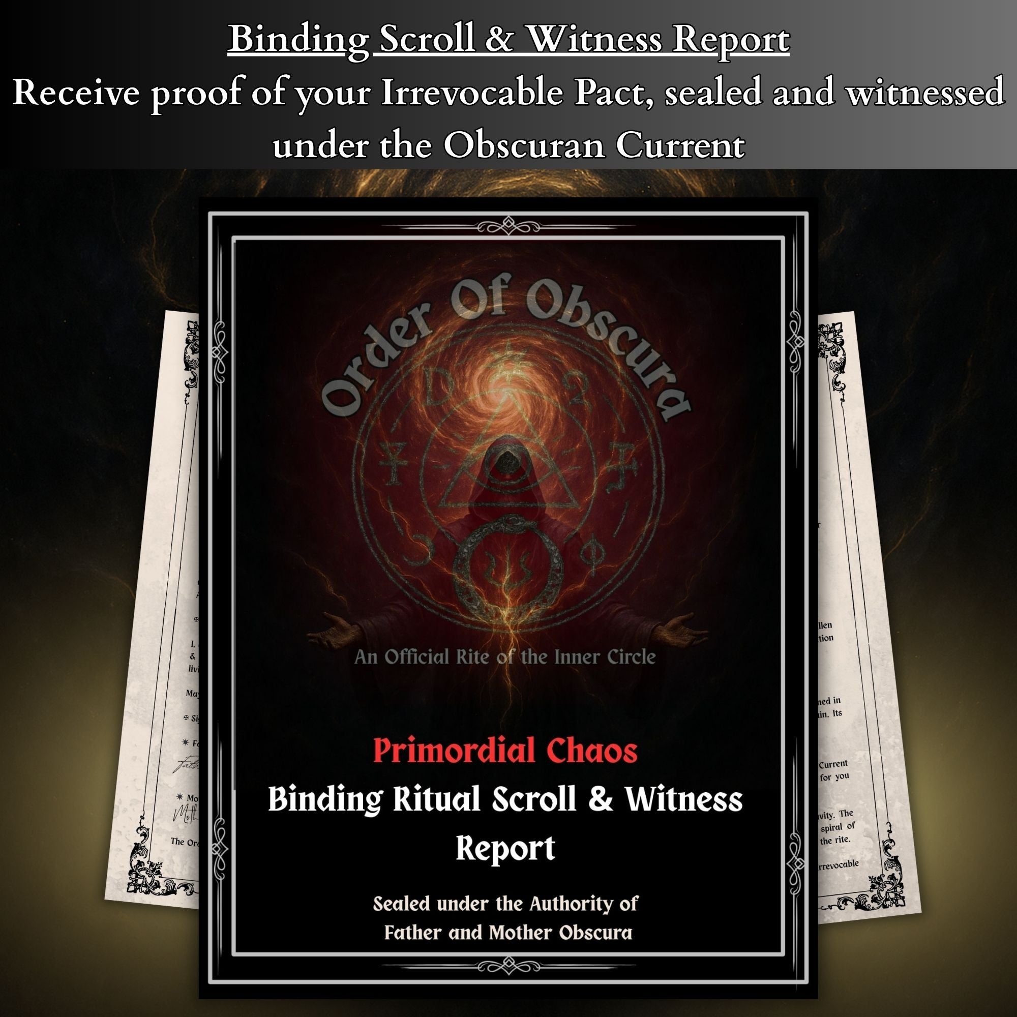 Personalized Chaos current attunement certificate scroll for spiritual acceleration.