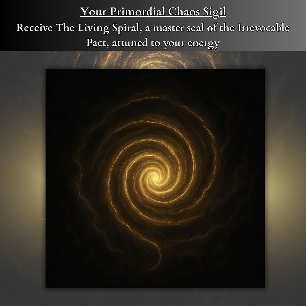 Sacred Chaos Magic geometry and occult alignment sigil over a dark textured background.