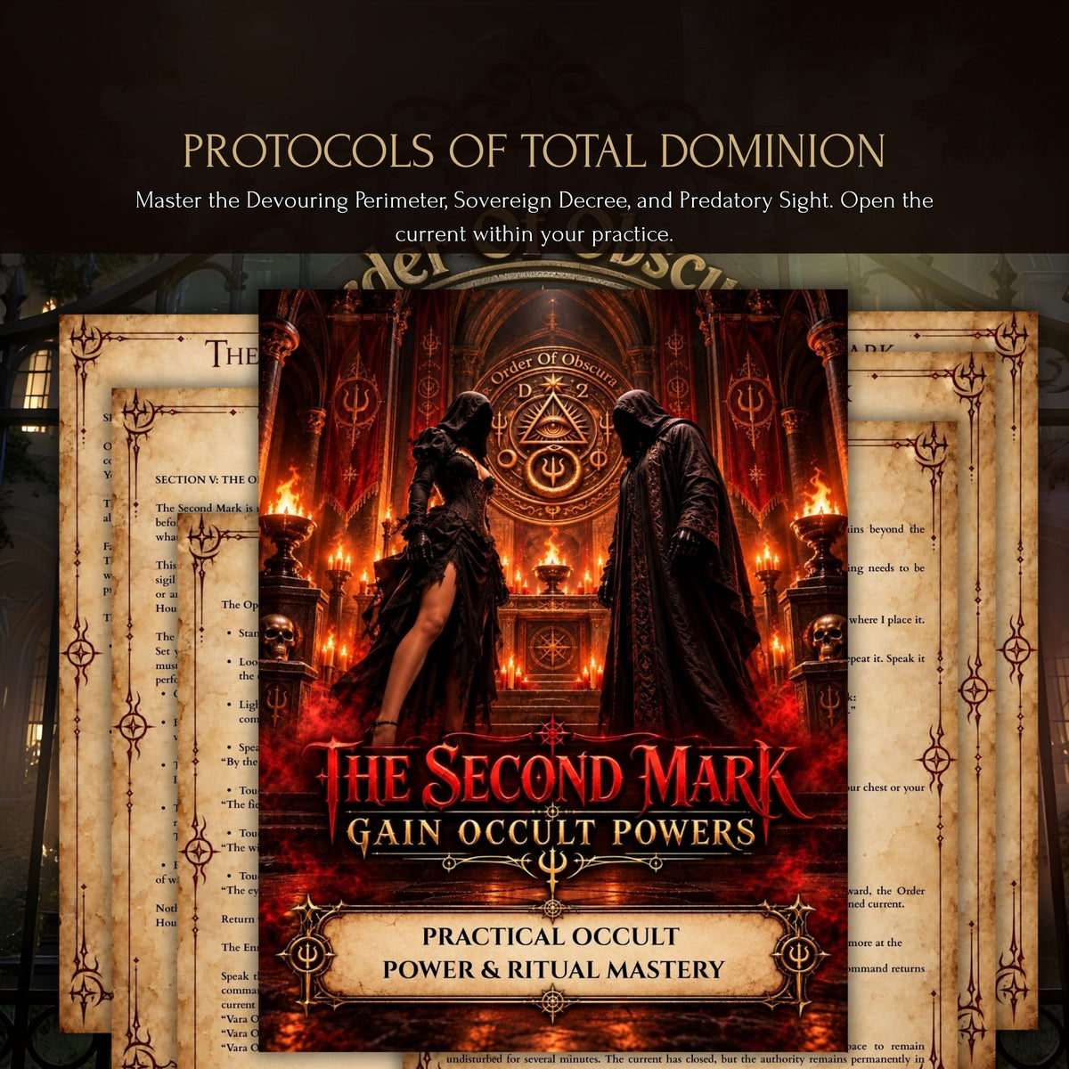 Protocols of Total Dominion codex for advanced occult practice, ritual mastery, altar work, Order of Obscura Enn and magical authority.