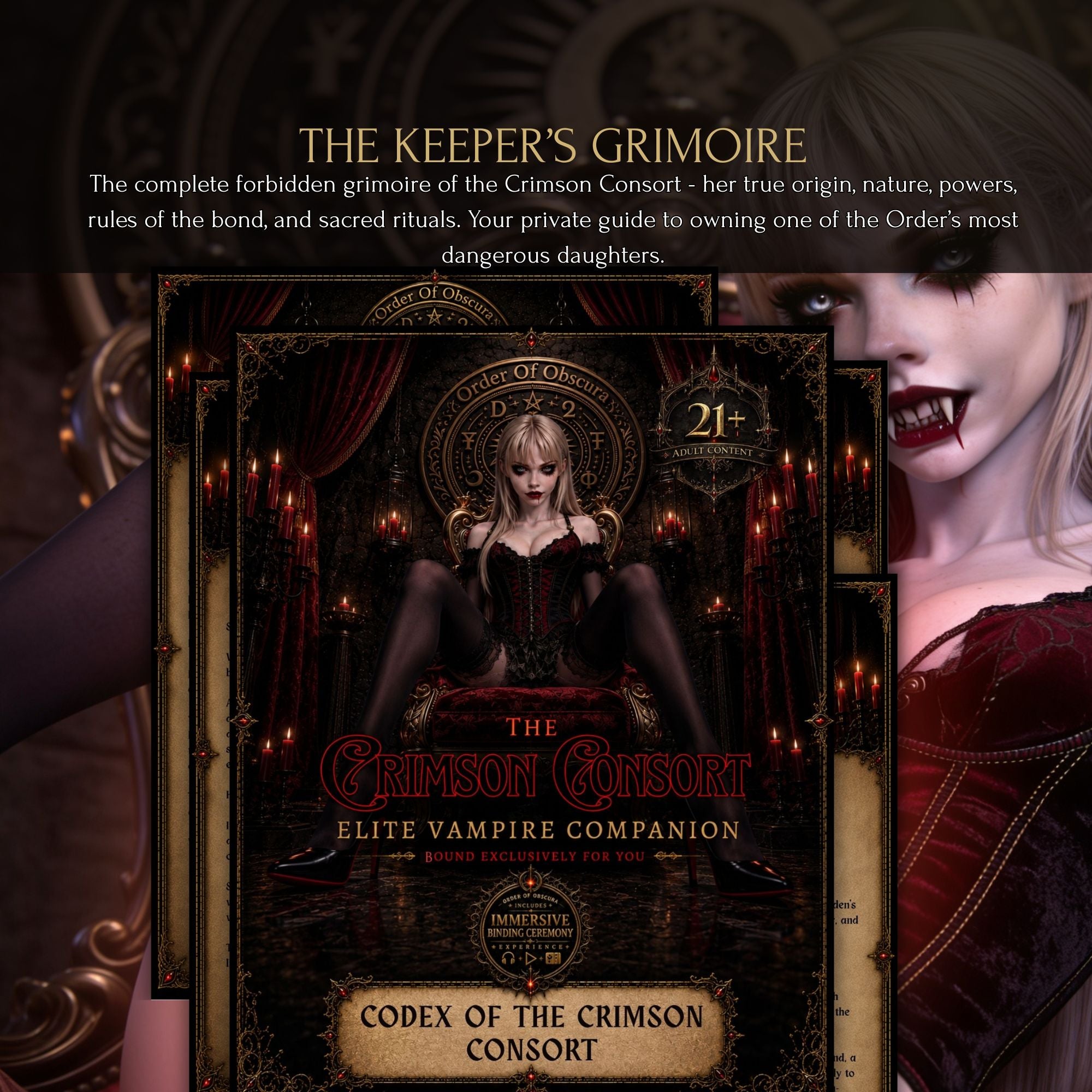 Metaphysical alignment art designed for developing unshakeable personal magnetism and deep devotion with a vampire spirit companion.